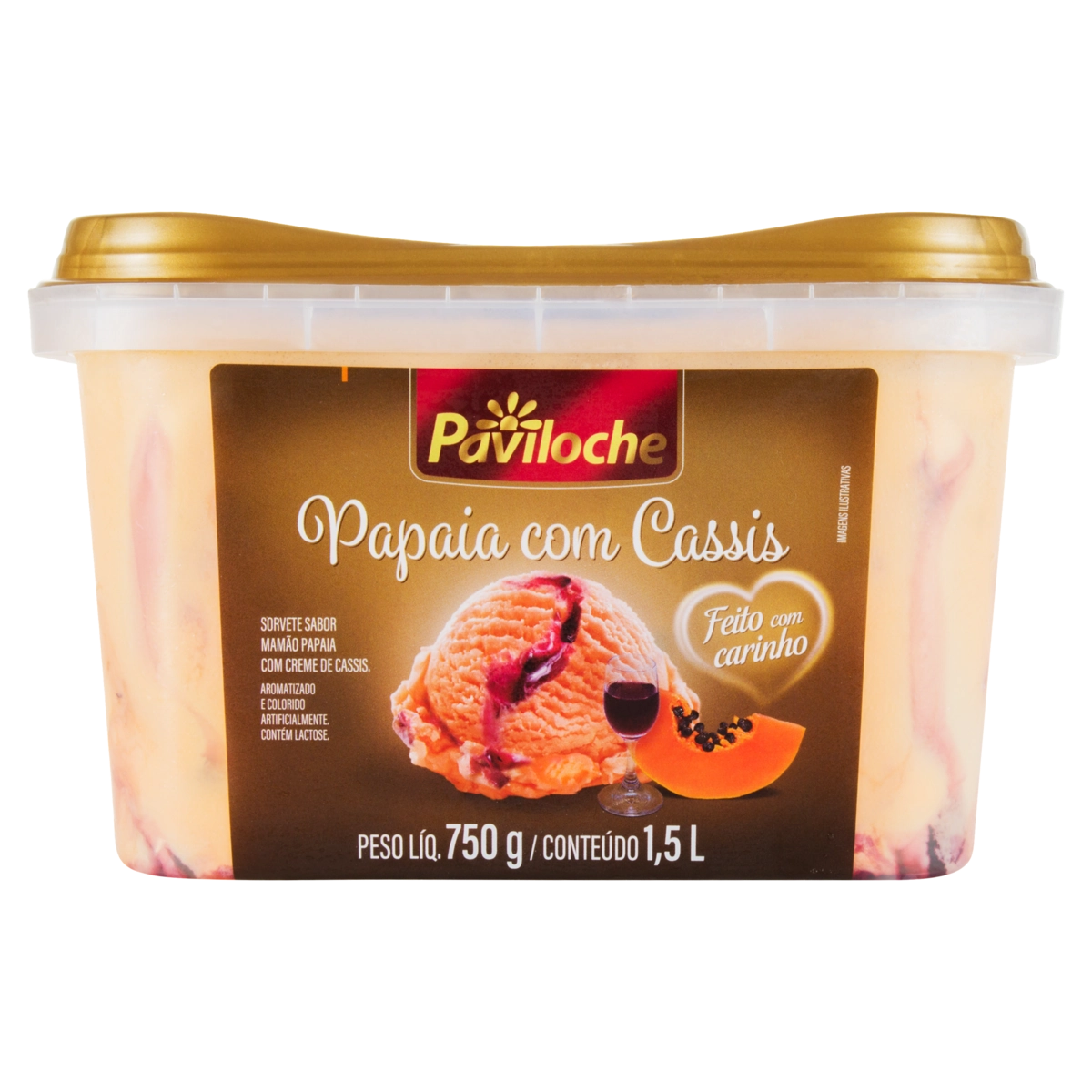 Sorvete Papaia Com Cassis Paviloche Pote 1,5l
