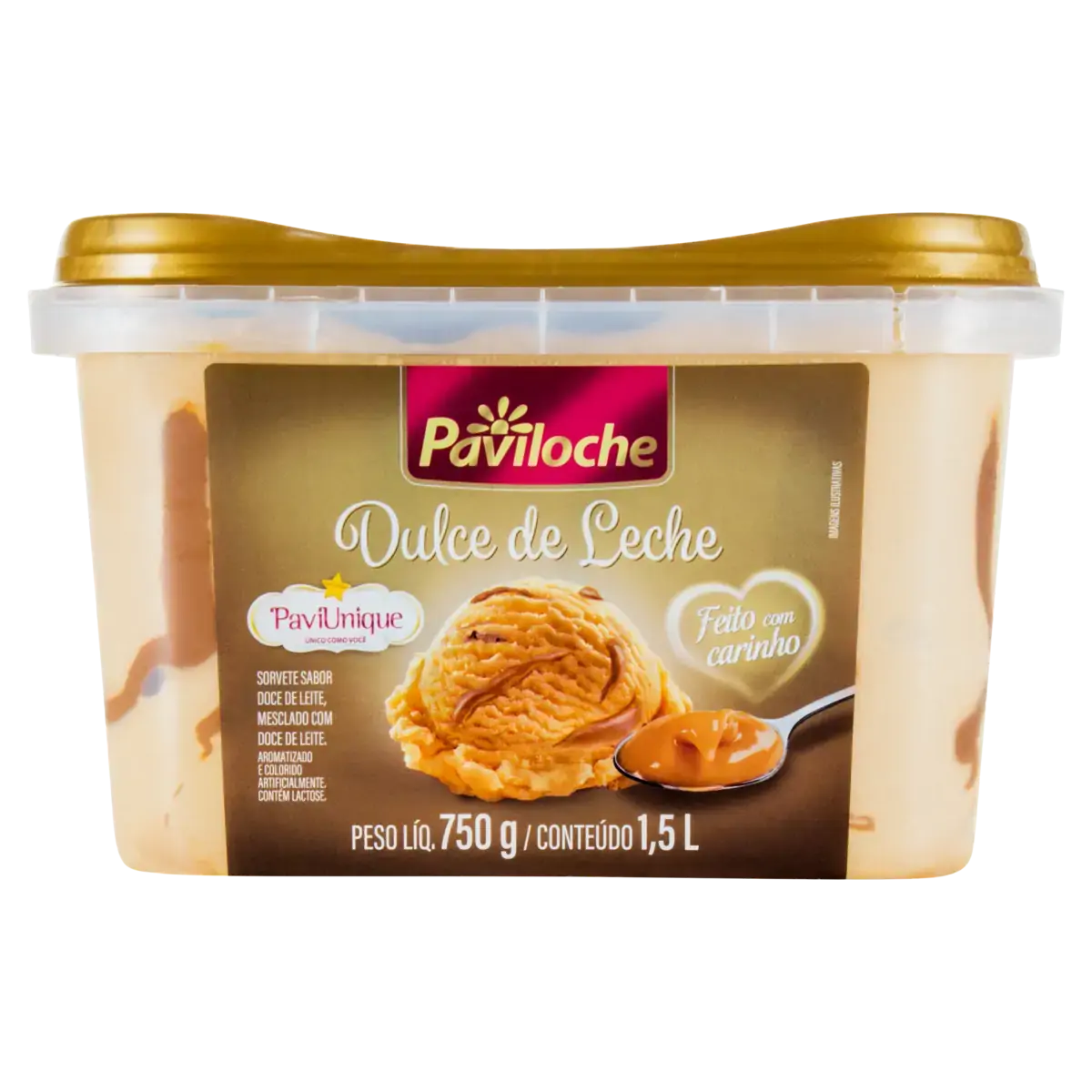 Sorvete Dulce De Leche Paviloche Paviunique Pote 1,5l