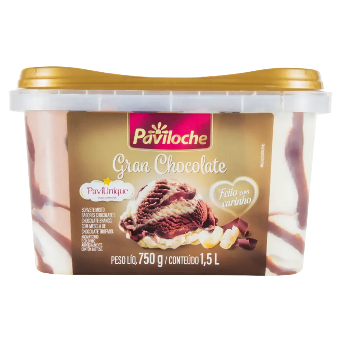 Sorvete Gran Chocolate Paviloche Paviunique Pote 1,5l