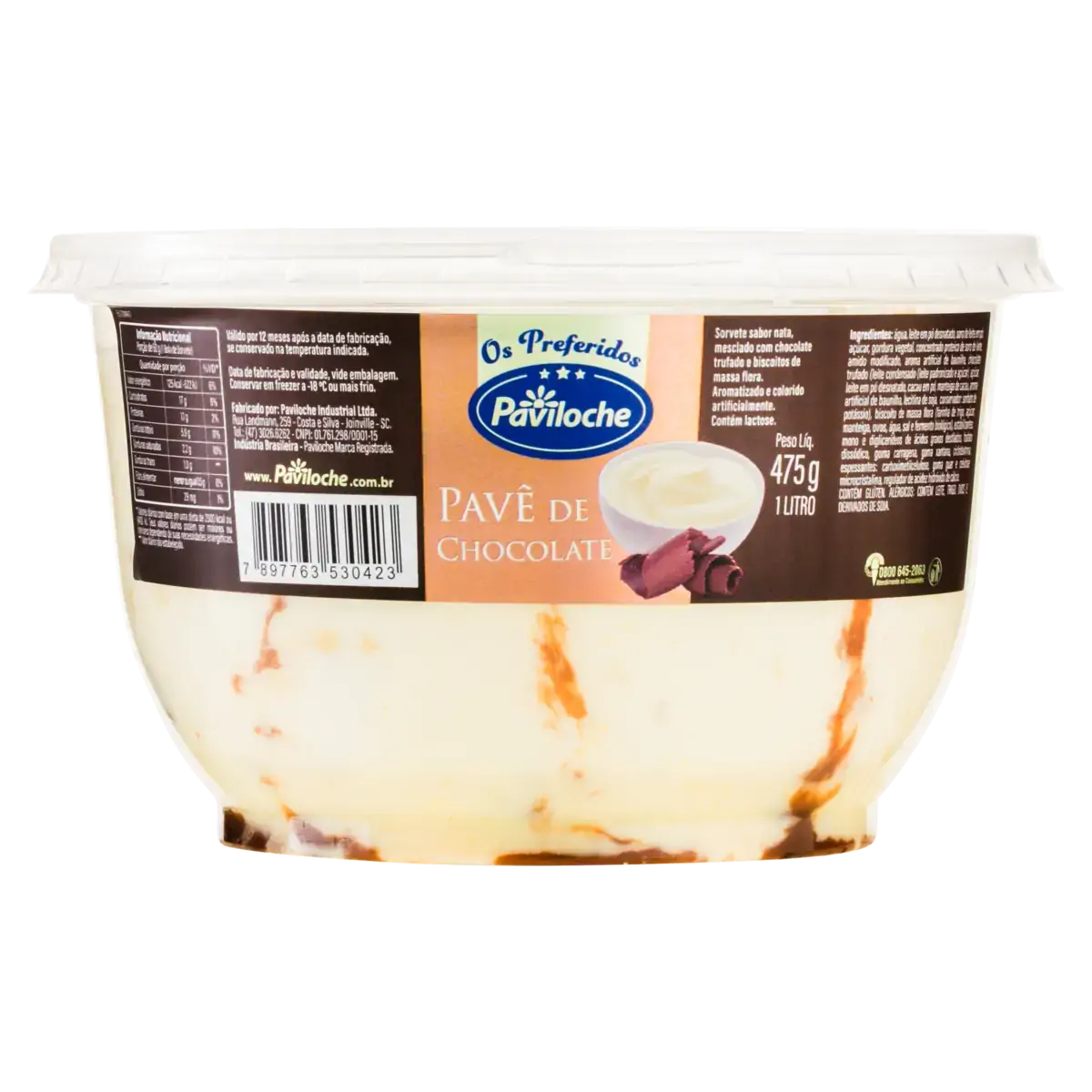 Sorvete Pavê De Chocolate Paviloche Pote 1l