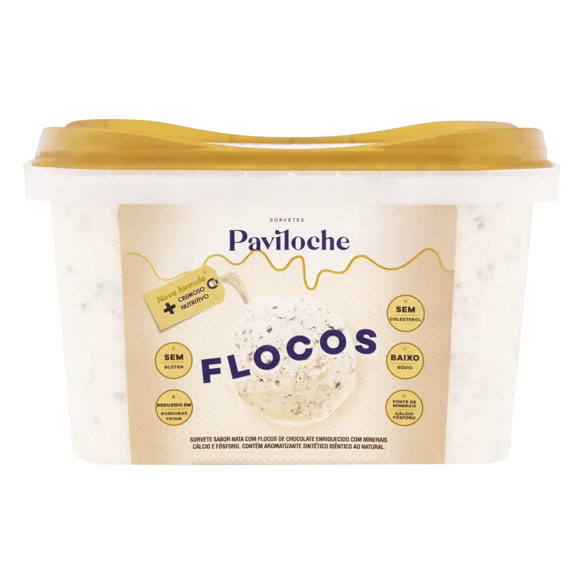 Sorvete Flocos Paviloche Clássicos Pote 1,5l