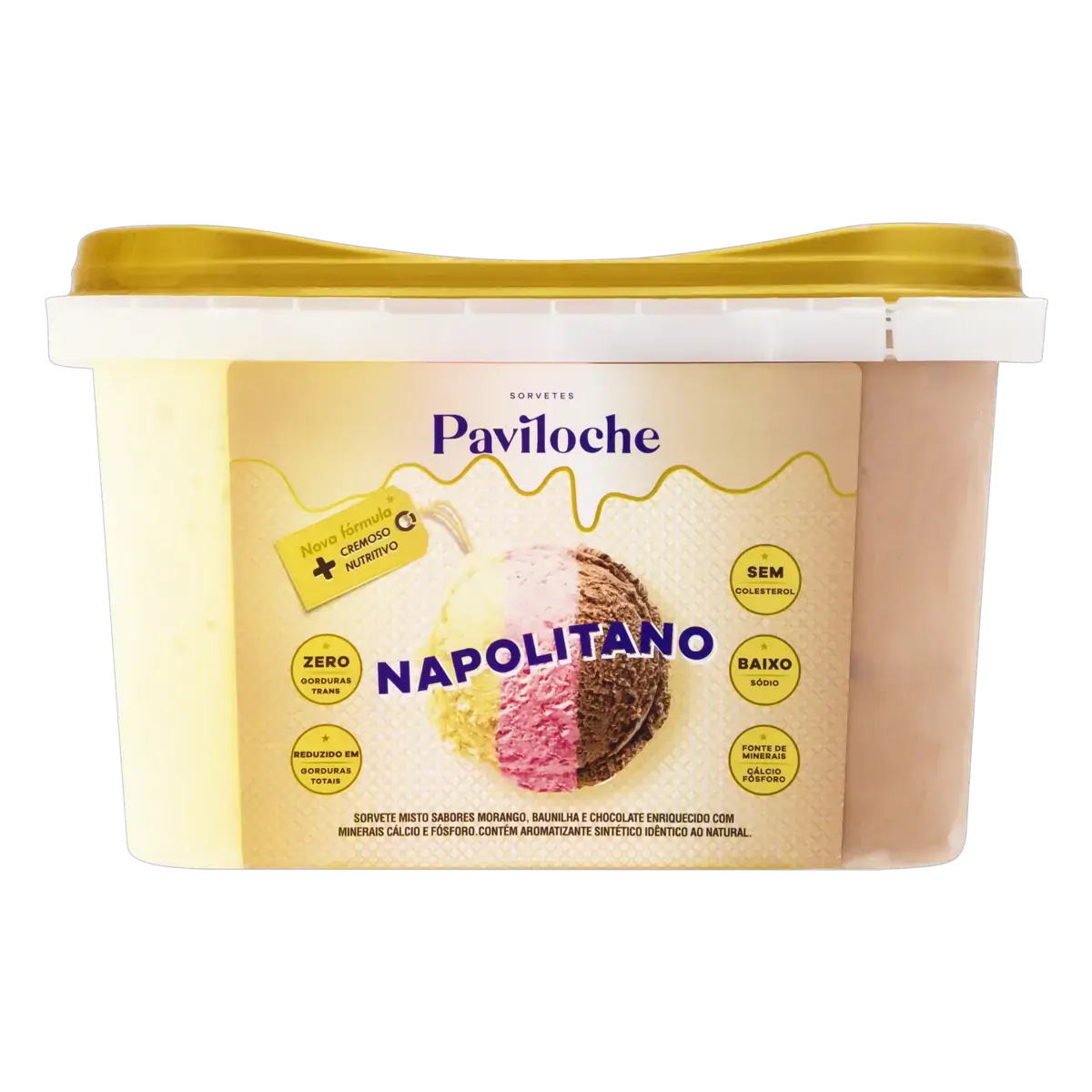 Sorvete Napolitano Paviloche Clássicos Pote 1,5l