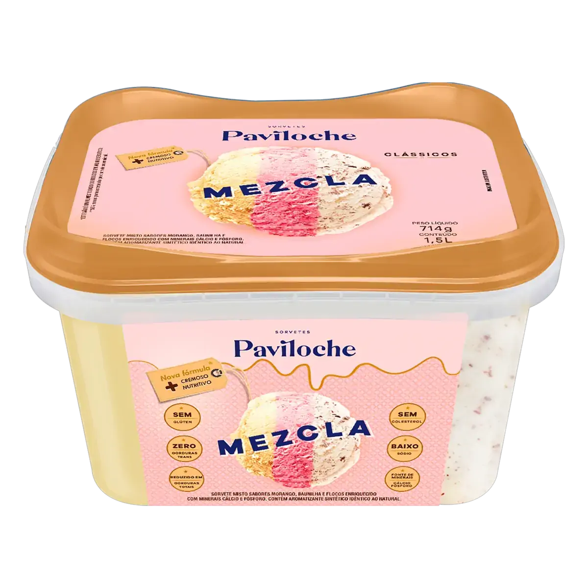 Sorvete Mezcla Paviloche Clássicos Pote 1,5l