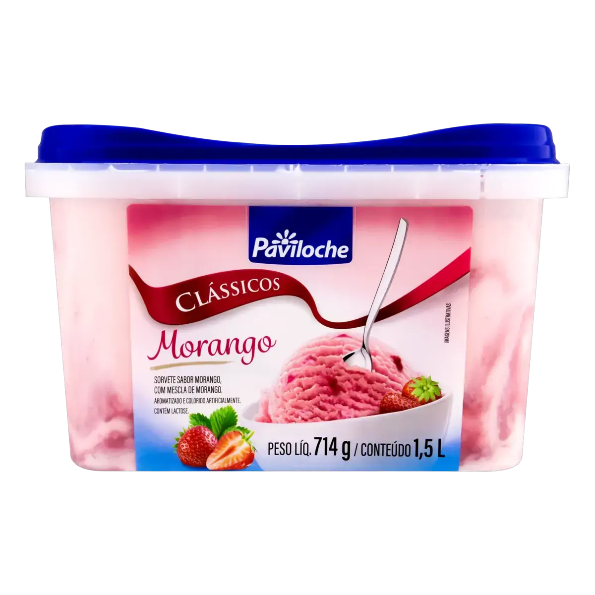 Sorvete Morango Paviloche Clássicos Pote 1,5l