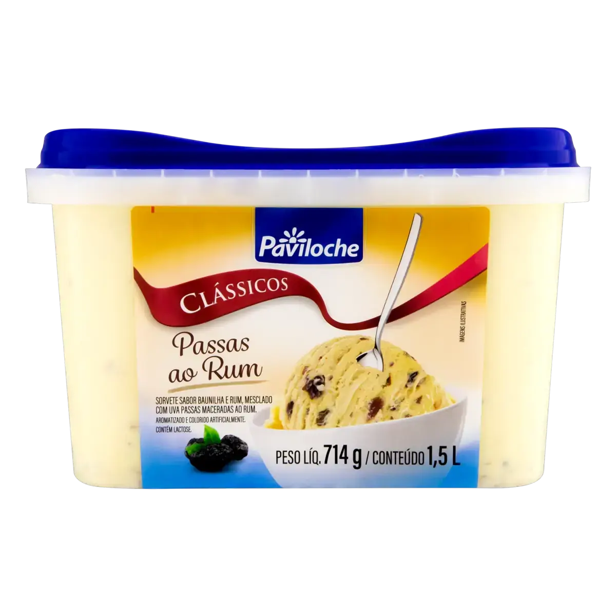 Sorvete Passas Ao Rum Paviloche Clássicos Pote 1,5l