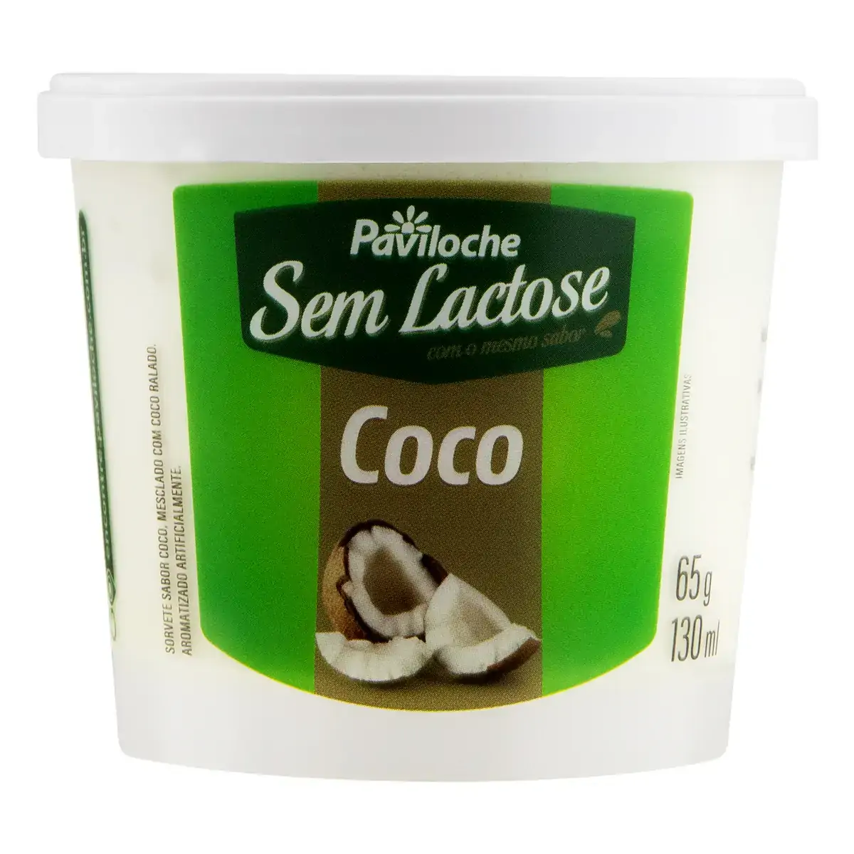 Sorvete Coco Zero Lactose Paviloche Pote 130ml