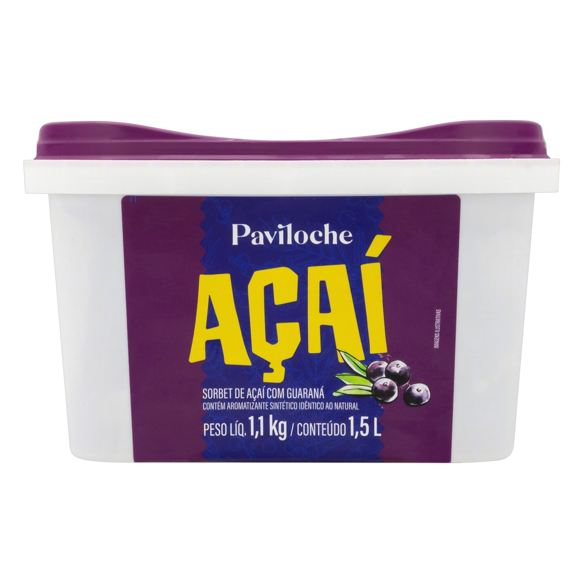 Sorbet Açaí Com Guaraná Paviloche Pote 1,5l