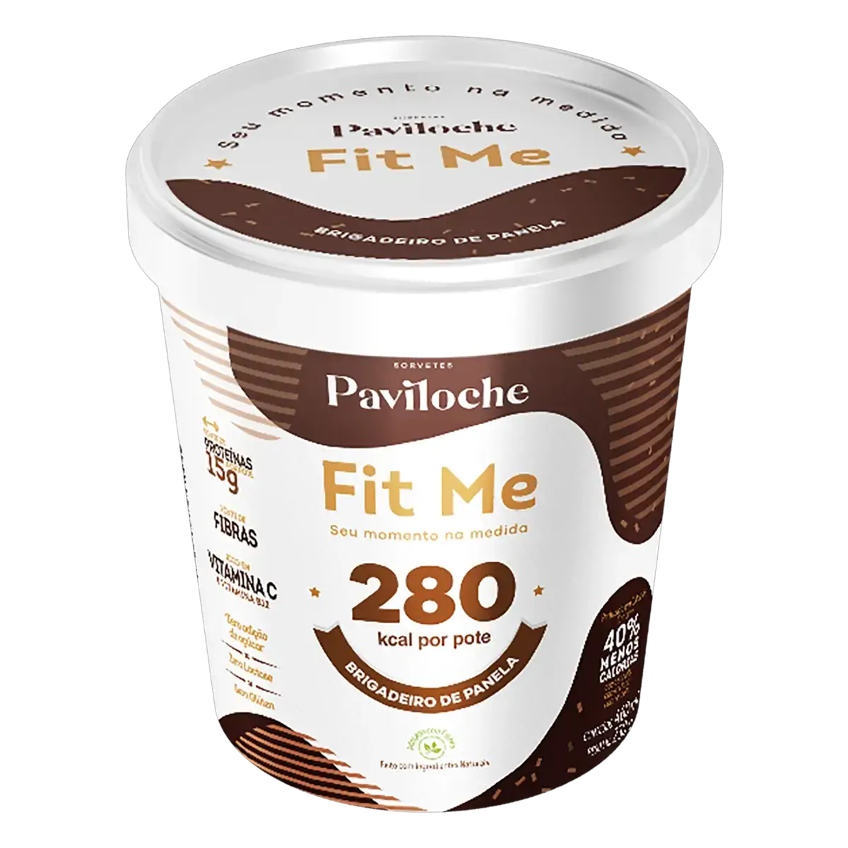 Sorvete Brigadeiro De Panela Zero Lactose Paviloche Fit Me Pote 460ml