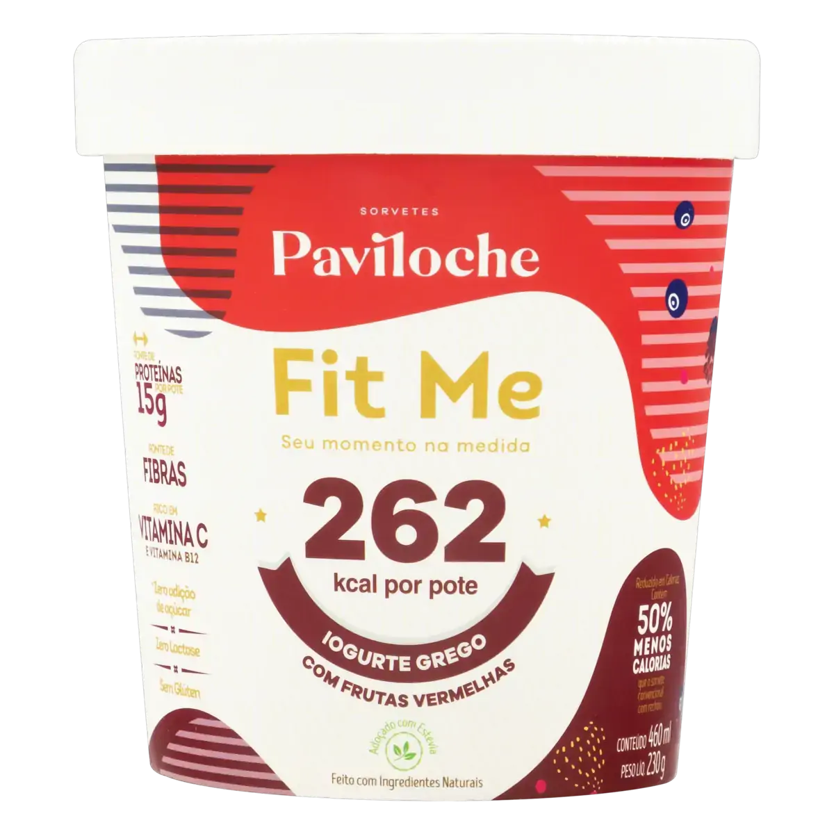 Sorvete Iogurte Grego Com Frutas Vermelhas Zero Lactose Paviloche Fit Me Pote 460ml