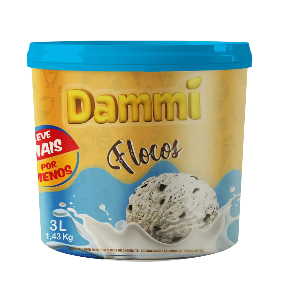 Sorvete Flocos Dammi Pote 3l Leve Mais Pague Menos