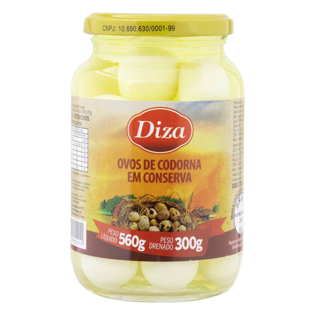 Ovo De Codorna Em Conserva Diza Vidro 300g