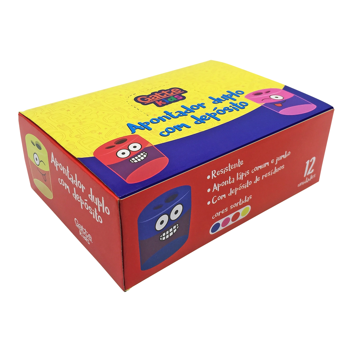 Apontador Plast Duplo C/ Dep Cx C/ 12 Gatte