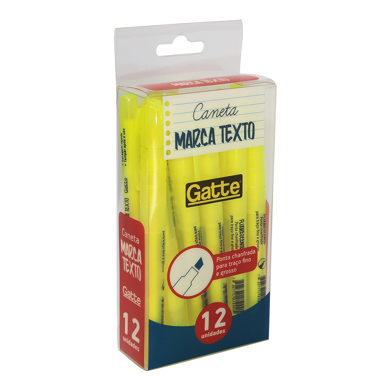 Marca Texto Amarelo Cx C/ 12 Pcs Gatte