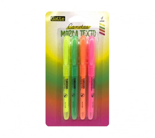 Marca Texto Blister C/ 4 Pcs Am/vd/lj/rs Gatte
