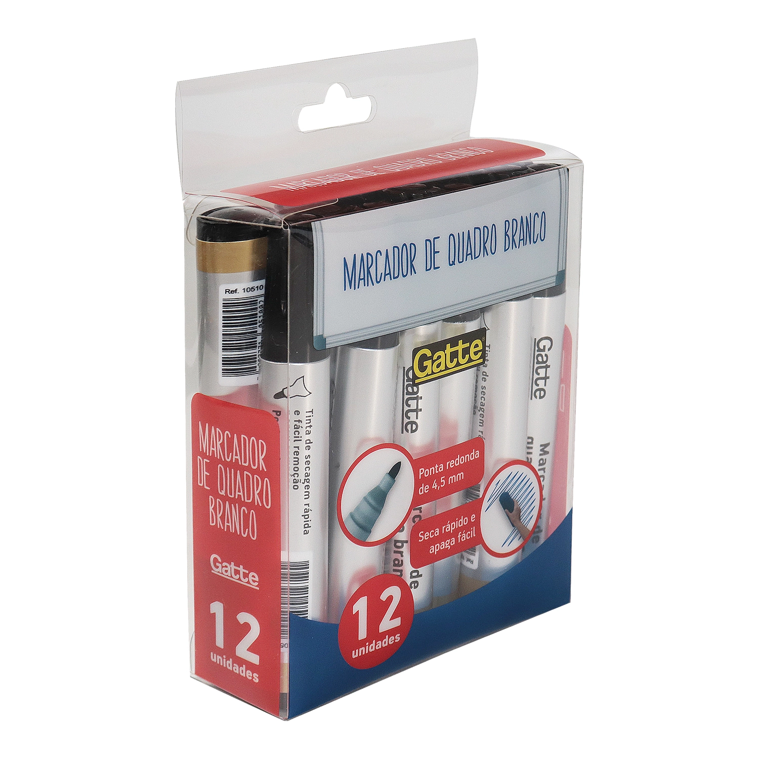 Marcador Quadro Brc Prt C/ 12 Pcs Gatte