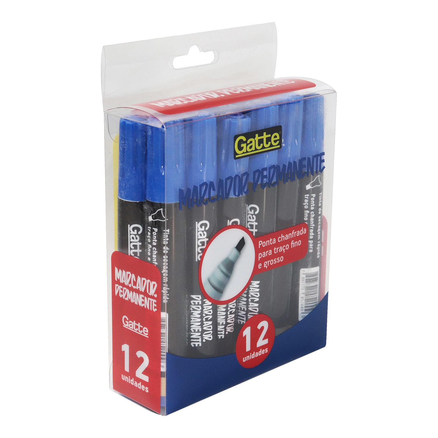 Marcador Perman Chanf Azul C/ 12 Pcs Gatte