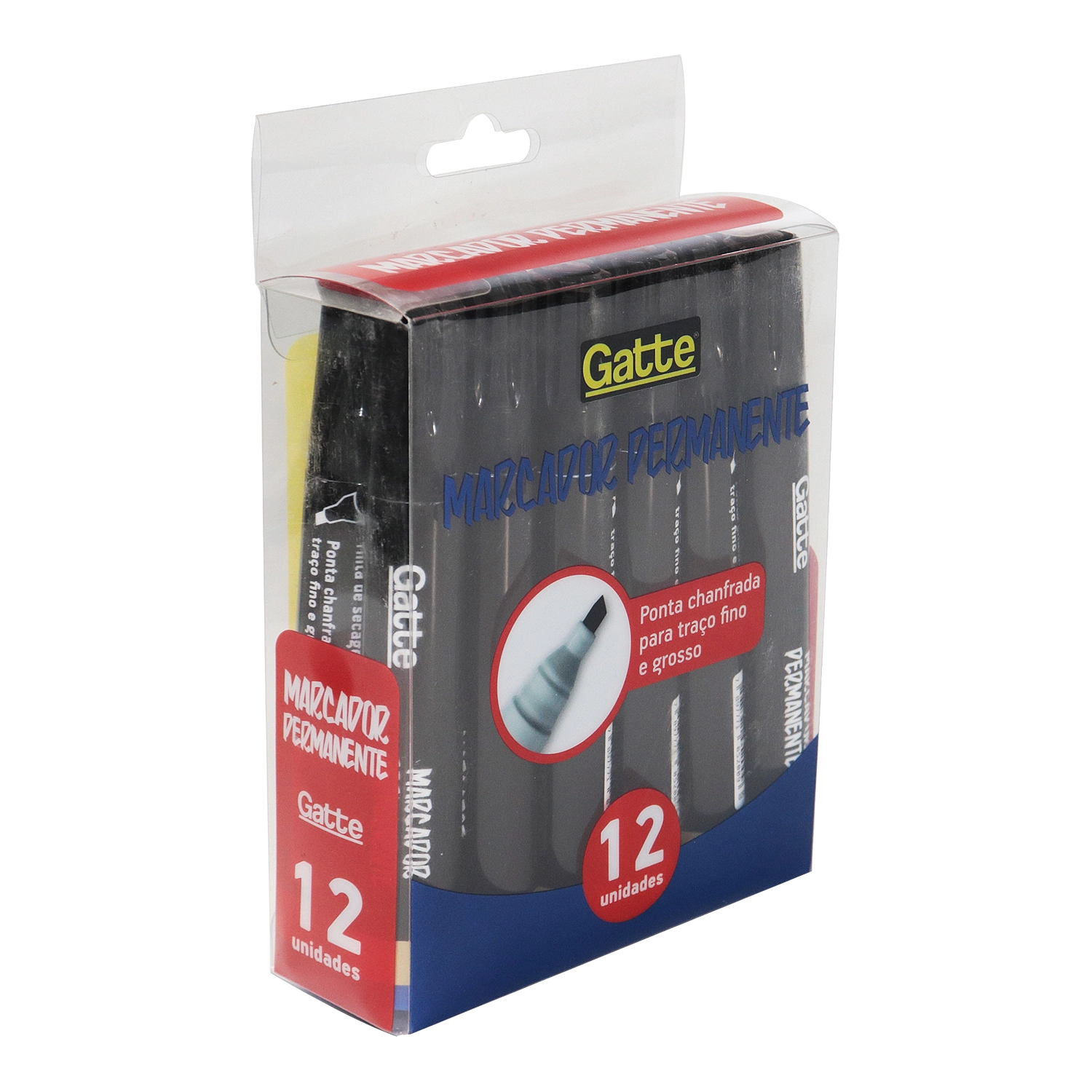Marcador Perman Chanf Preto C/ 12 Pcs Gatte