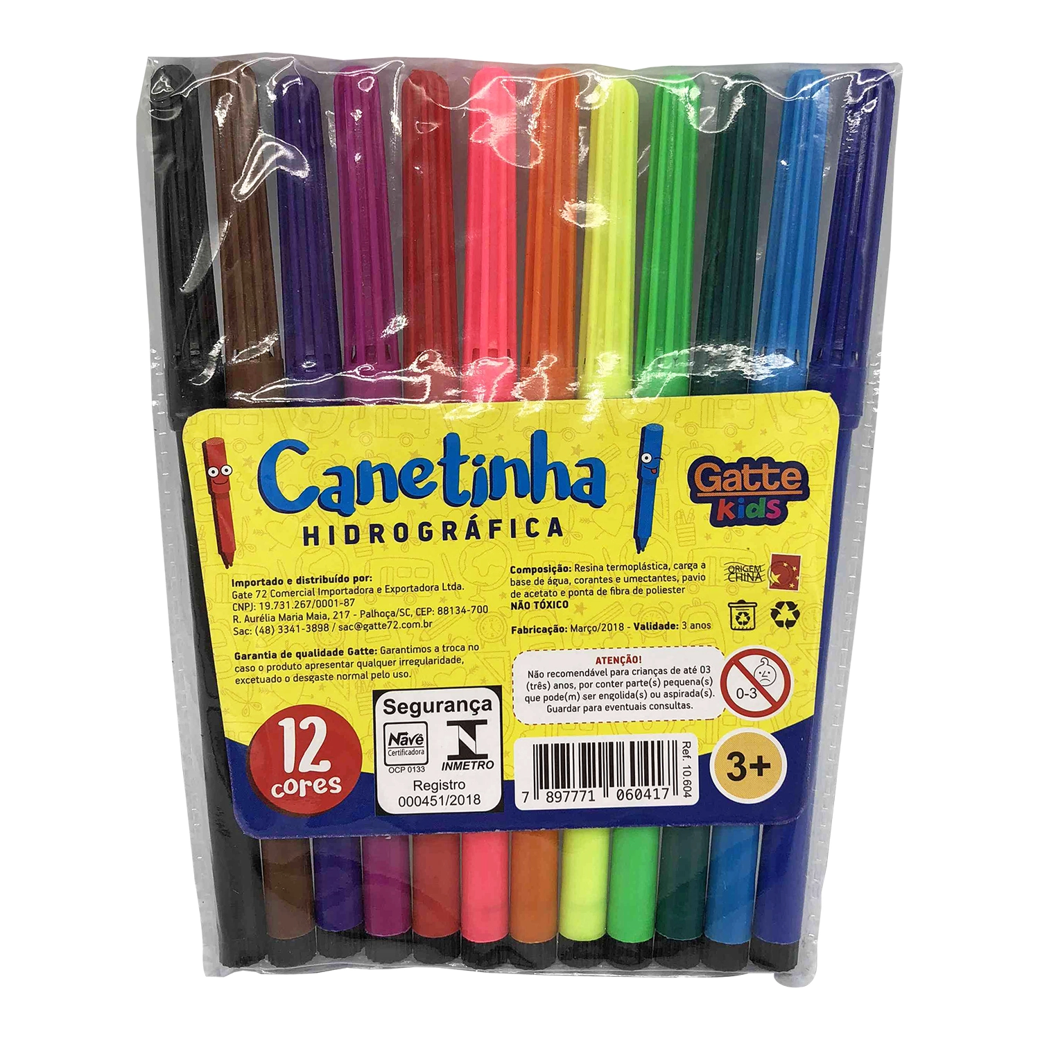 Canetinhas Gatte Kids C/ 12 Cores