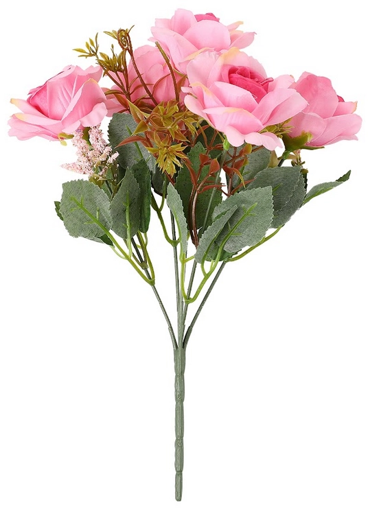 Buque Rosa Francesa Toque Seda Rosa X5 30cm 14188 Make