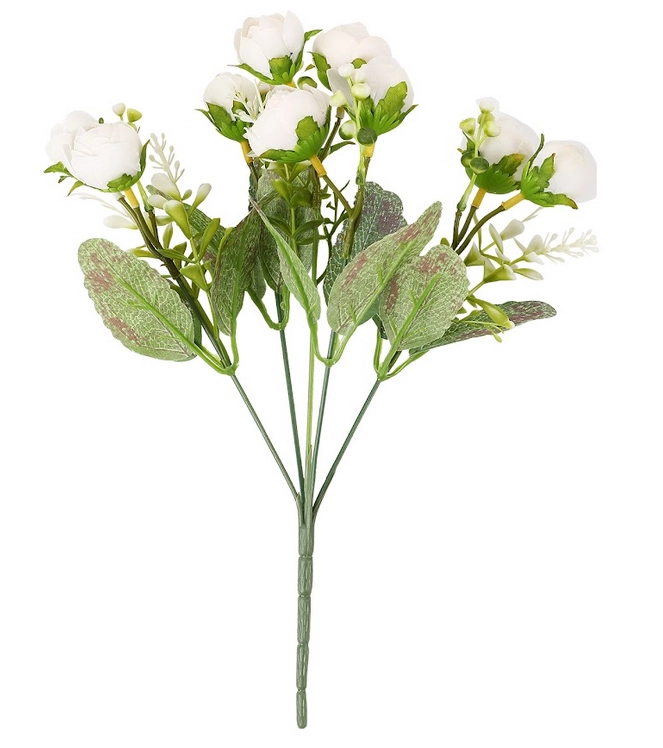 Buque Rosa Cha Toque Seda Branca X5 30cm 14201 Make