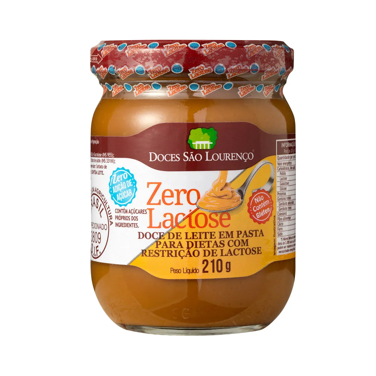 Doce de Leite em pasta Zero Lactose Doces São Lourenço 210g