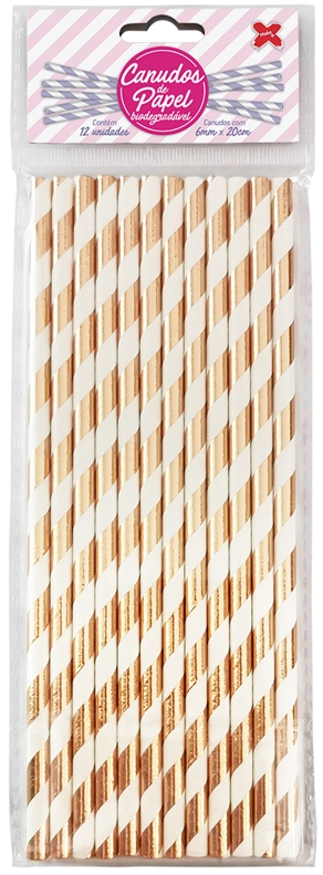 Canudo Papel Make Color C 12 Champanhe