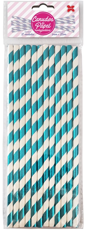 Canudo Papel Make Color C 12 Azul Met