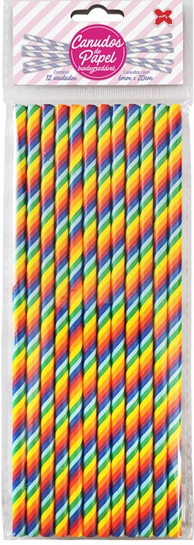 Canudo Papel Make Color C 12 Arco Iris