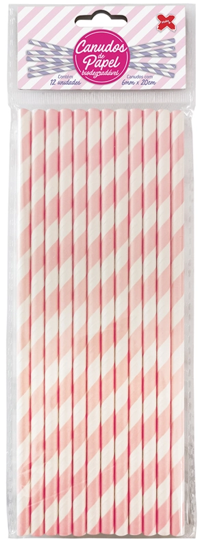 Canudo Papel Make Color C 12 Rosa Clar