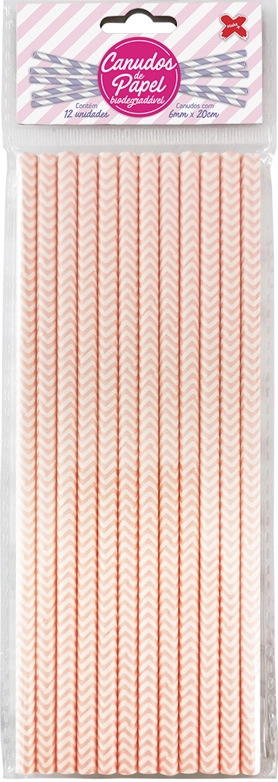 Canudo De Papel 6mmx200mm C/12 Un Rosa Gate