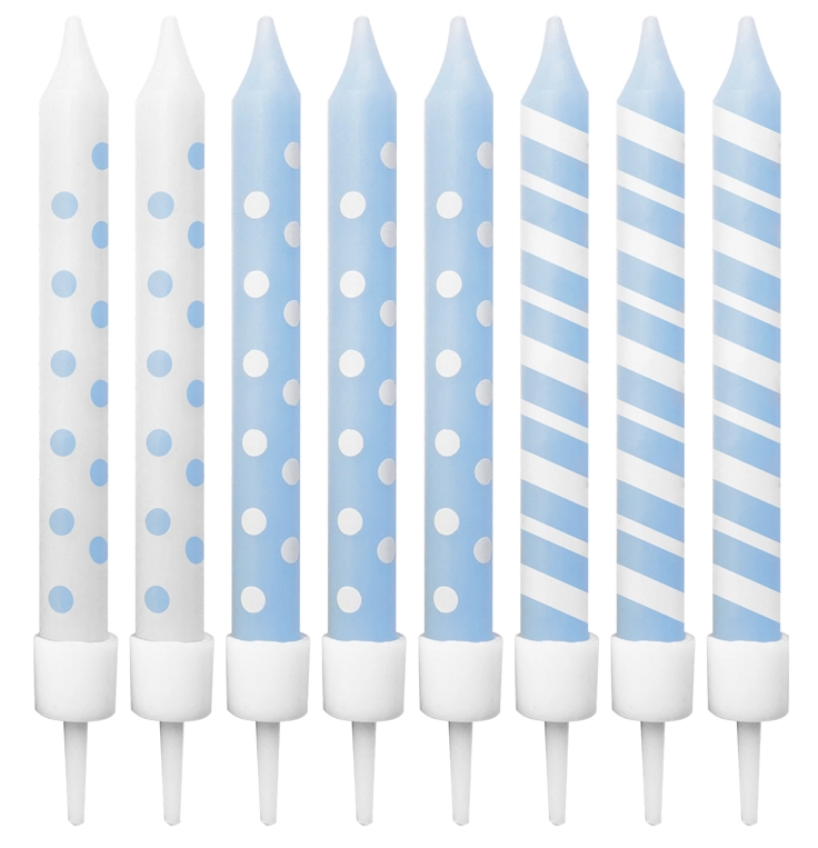 Vela Palito Azul Estampada 75x8cm 8un 4406 Make