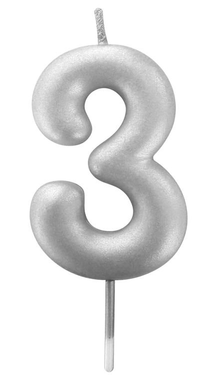 Vela Metalizada Prata N3 6cm 4555 Make