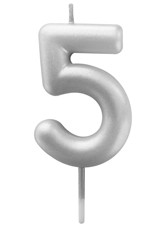 Vela Metalizada Prata N5 6cm 4557 Make