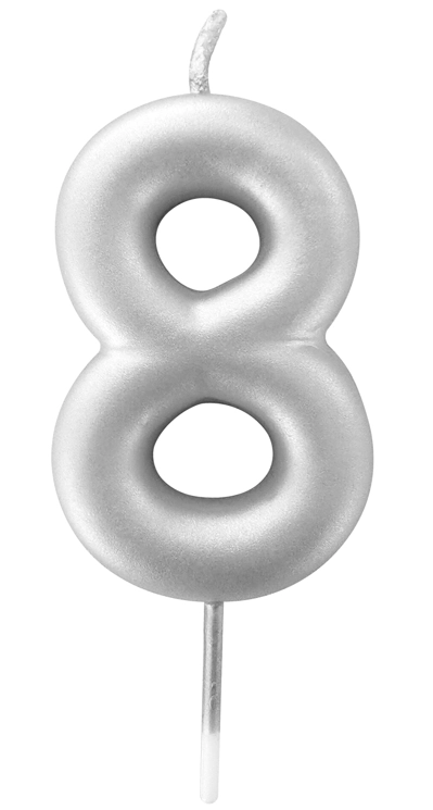 Vela Metalizada Prata N8 6cm 4560 Make