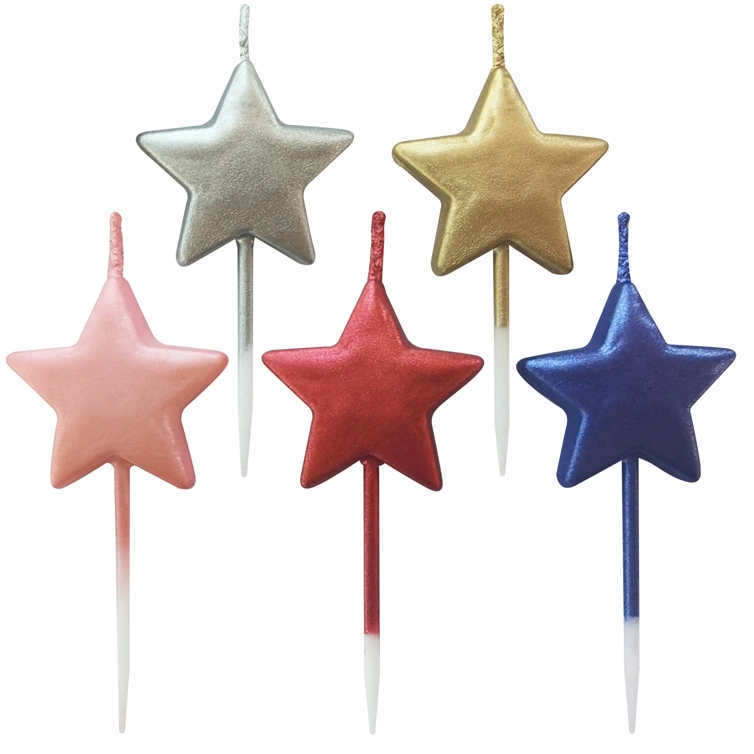 Vela Estrela Metalizada Colorida 3cm 5un 4646 Make