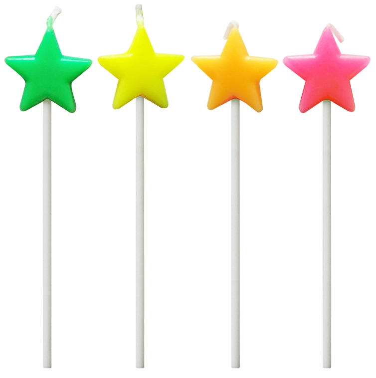 Vela Topo Bolo Estrelas Colorida 4un 4660 Make