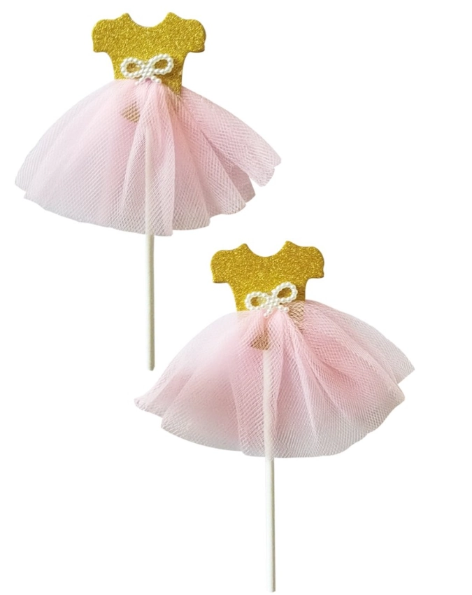 Topo De Bolo Bailarina Rosa Gatte 2un