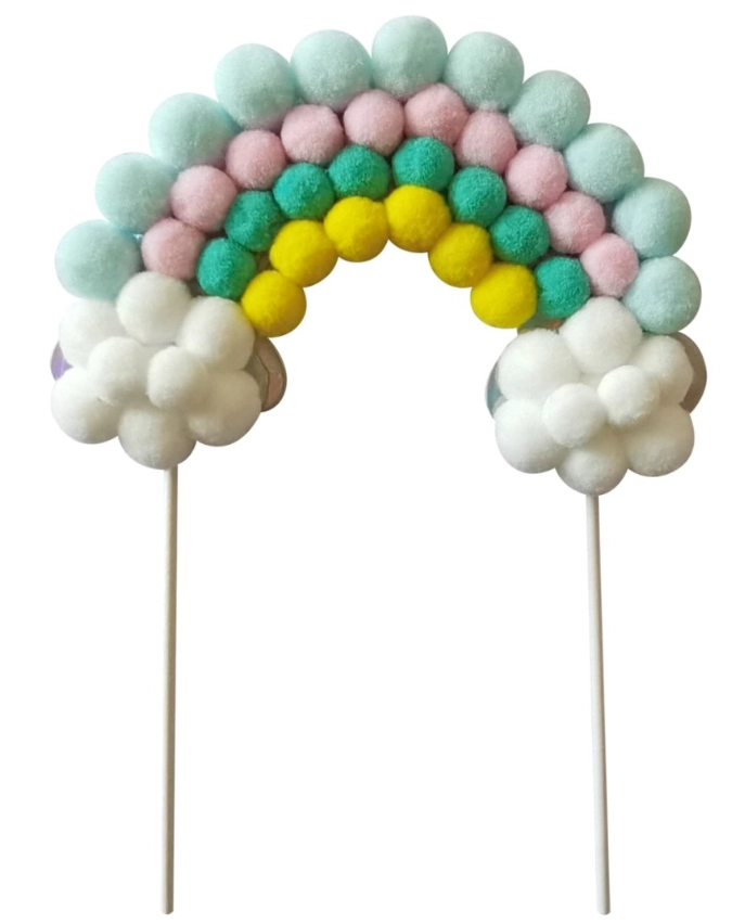 Topo De Bolo Arco ãris Pompom Gatte