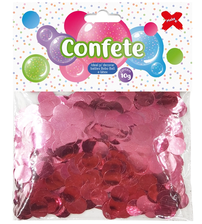Confete 10g Rosa Claro Papel Met Redondo 1cm