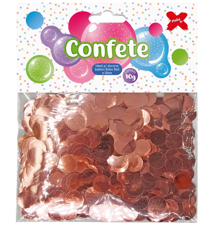 Confete 10g Rose Gold Papel Met. Redondo 1cm