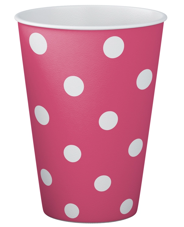 Copo Papel Bolinhas Pink Branco 250ml 8un 4901 Make
