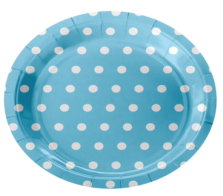 Prato Papel Bolinhas Azul Branco 18cm 8un 4970 Make