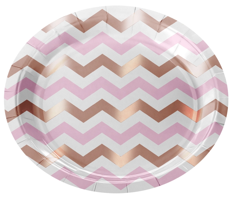 Prato Papel Metalico Chevron Rose Gold 18cm 8un 4997 Make