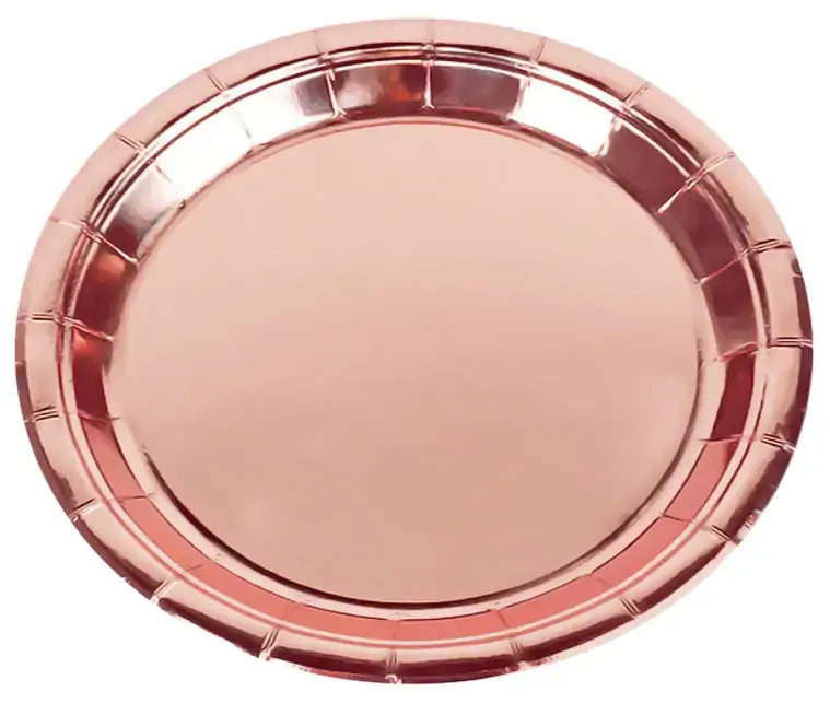 Prato Papel Metalico Rose Gold 18cm 8un 5003 Make