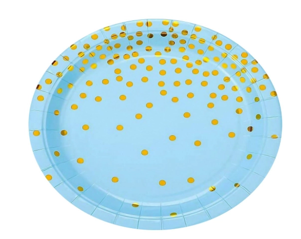 Prato Pap 18cm Met Azul Confet Dou C/8un