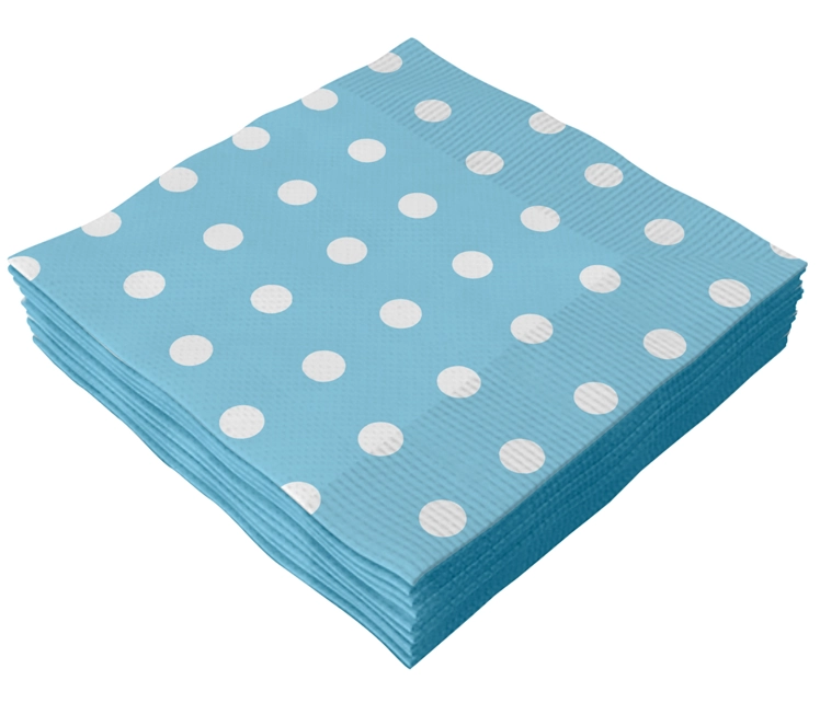 Guardanapo Bolinha Azul Branco 33x33cm 20f 5040 Make