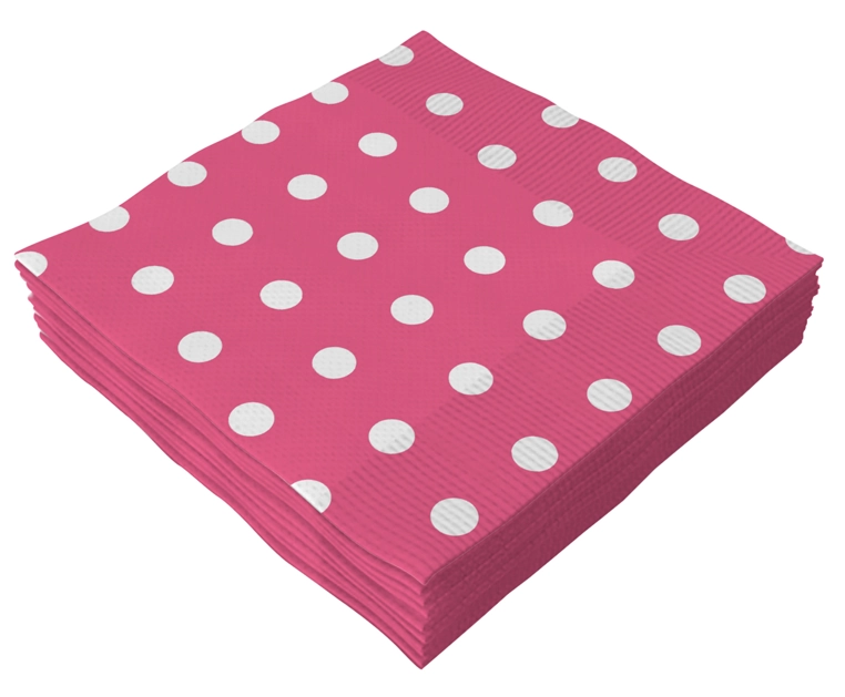 Guardanapo Bolinhas Pink Branco 33x33cm 20f 5041 Make