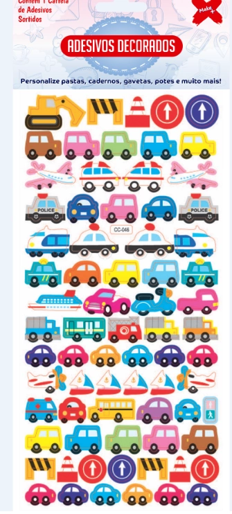 Cartelas De Adesivos 10x24cm Aventura Kids Pct C/24 Cart. Sort.