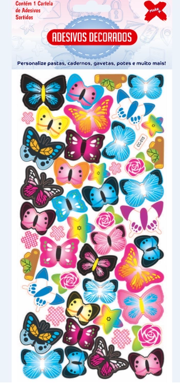 Cartelas De Adesivos 10x24cm Animais Kids