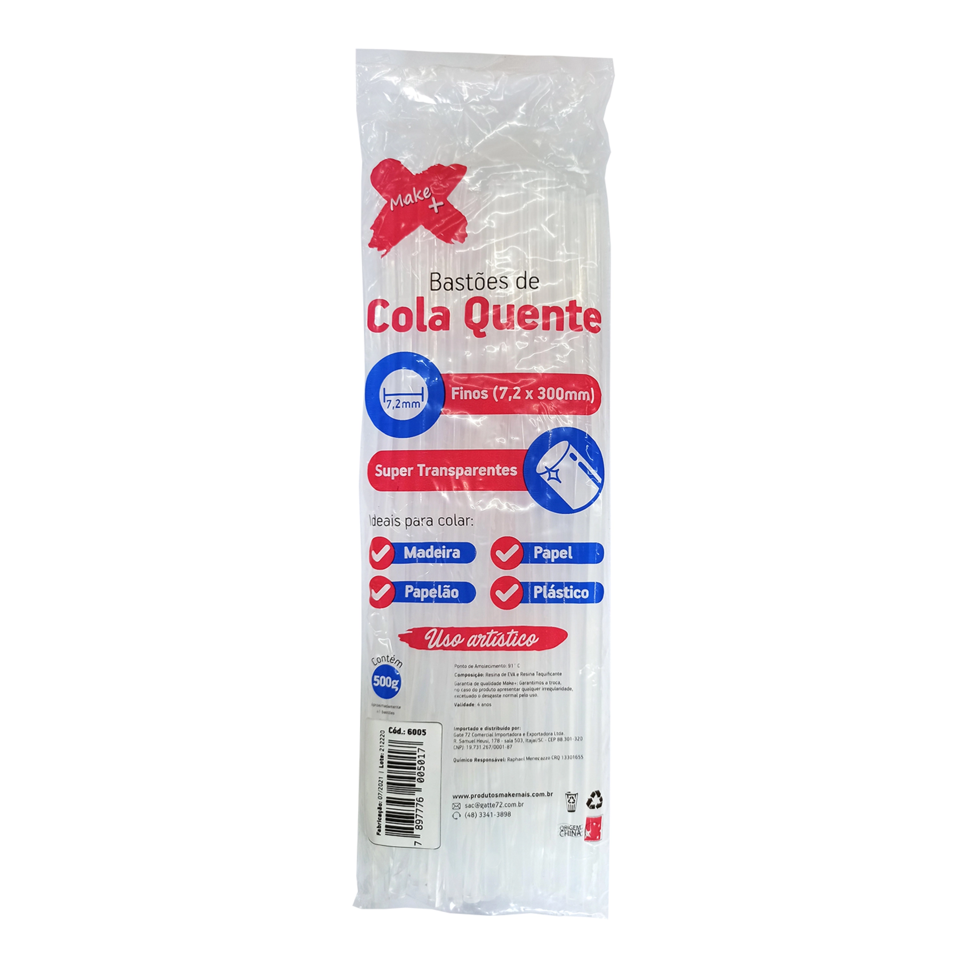 Refil De Cola Quente Fina 500g 6005 Cx 1 Un